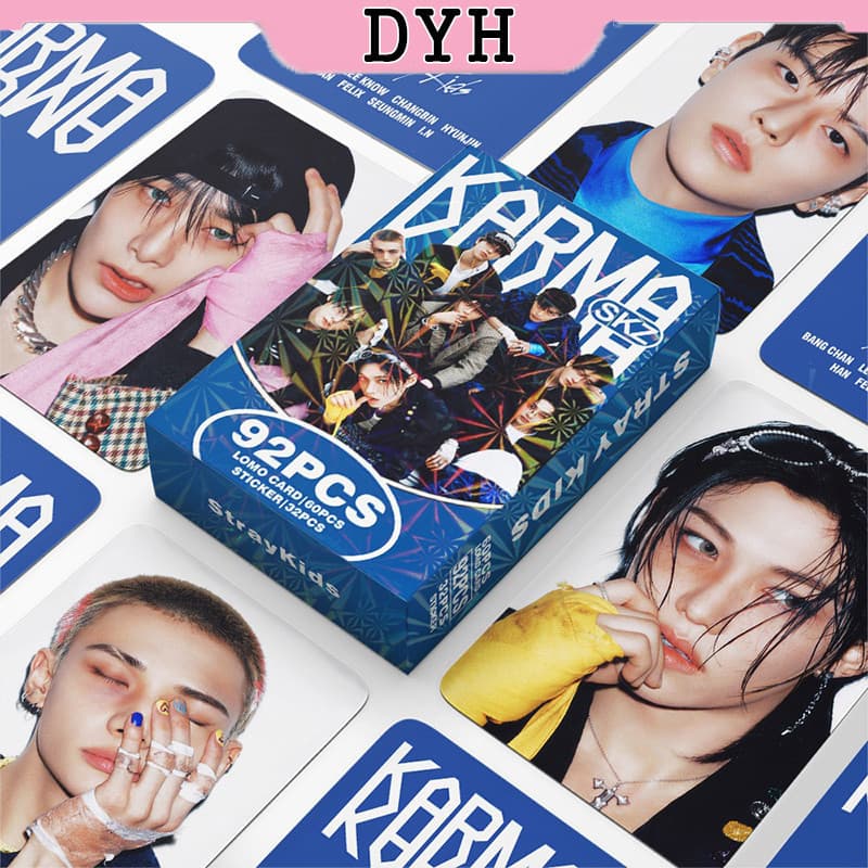 92 peças/caixa, cartões fotográficos Stray Kids, álbum KARMA, coleção de cartões adesivos LOMO BF7Y XTR8