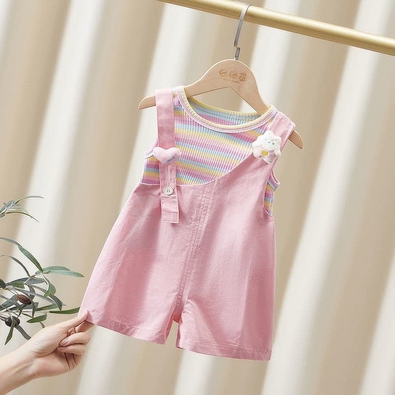 Meninas macacão terno verão 2026 novo estilo crianças roupas de verão estilo ocidental estilo fino bebê menina verão ter