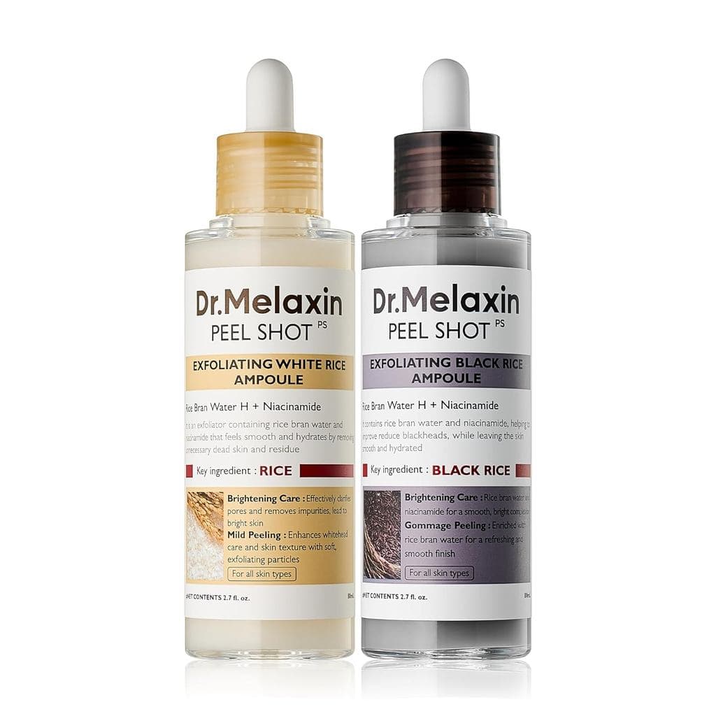 Dr.Melaxin Peel Shot Glow Rice Peeling Ampoule Duo Esfoliante Suave Diário para Rosto e Corpo, Removedor de Células Mort