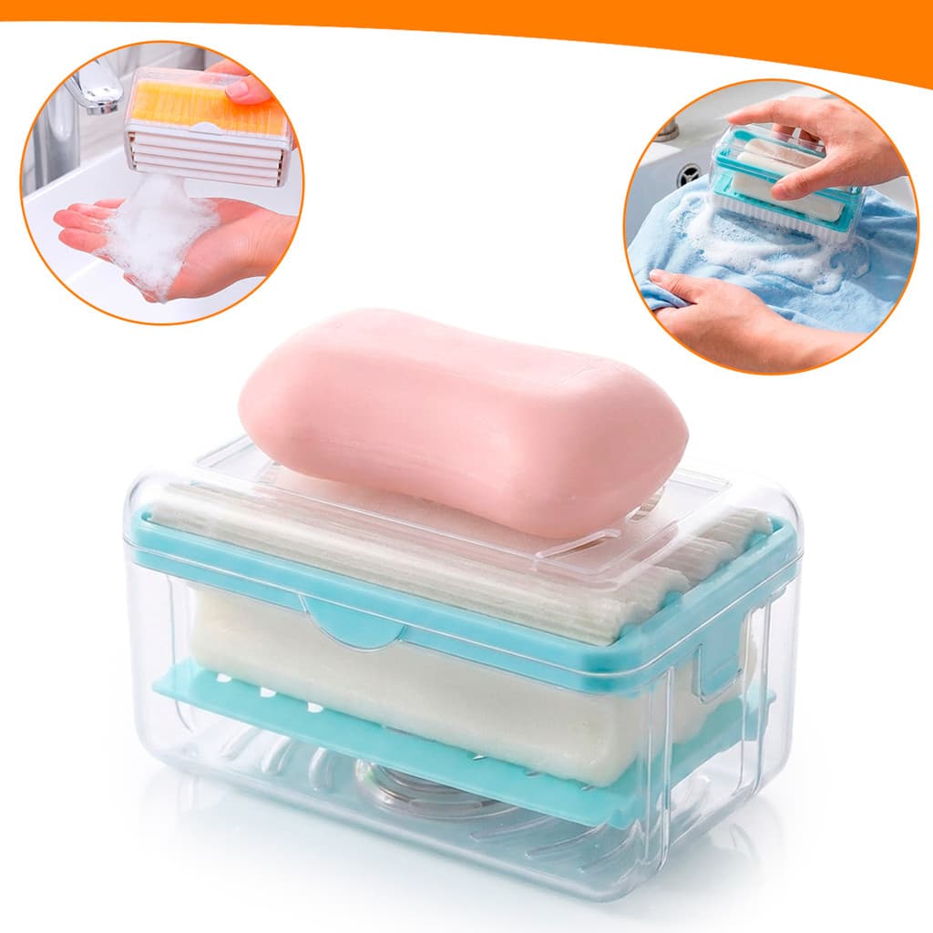 Porta Sabão Dispenser em Barras Faz Espuma Com Esfregão Suporte Com Rolos 2 em 1 Limpeza