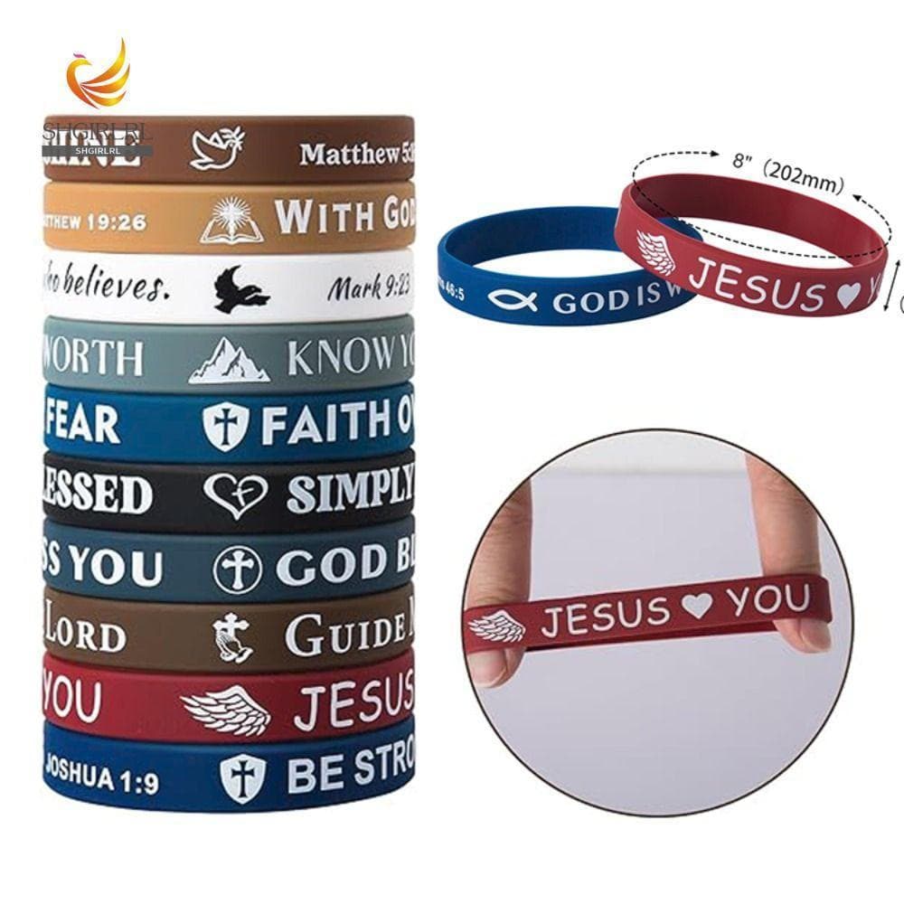 SHGIRLRL 10 Peças Pulseira De Verso Da Bíblia Diária Cristã , Pulseiras Inspiradoras De Silicone De Borracha
