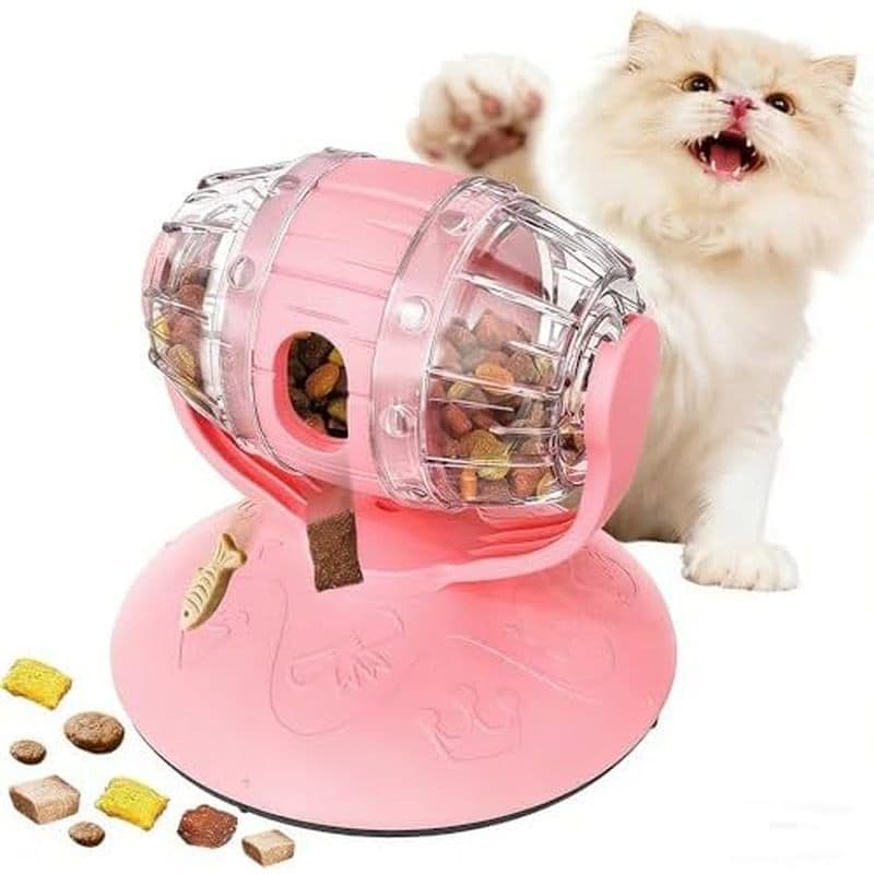 Brinquedo Alimentador Lento Para Gatos , Interativo De Barril De Cerveja Dispensador Comida De Estimulação Mental Intern