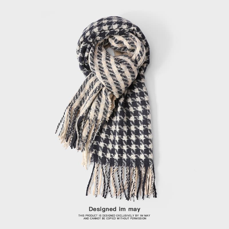 Houndstooth cachecol 2025 inverno novo estilo nicho versão coreana All-Match estudante xadrez cachecol quente masculino