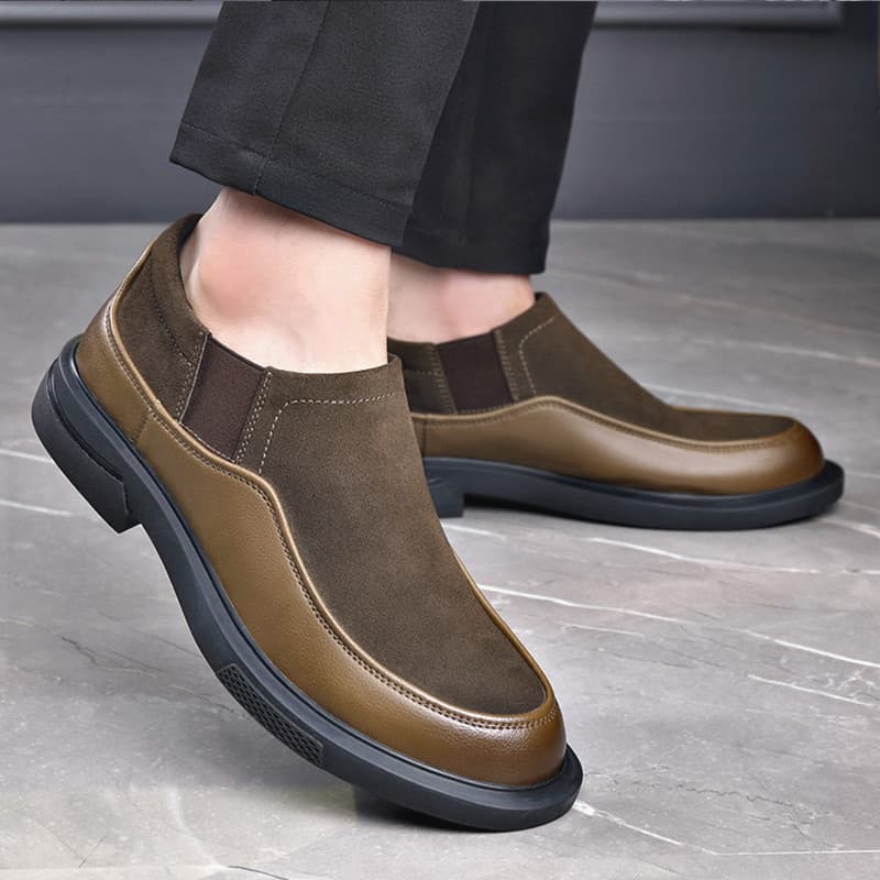 Sapatos de ervilhas de tamanho grande masculino couro genuíno deslizamento-On baixo-Top inverno Nubuck couro sapatos mas