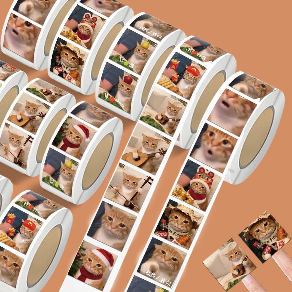 1.000 adesivos banana gato Emoji rolo adesivos bonito bonito gato de estimação Avatar adesivos diy telefone móvel comput