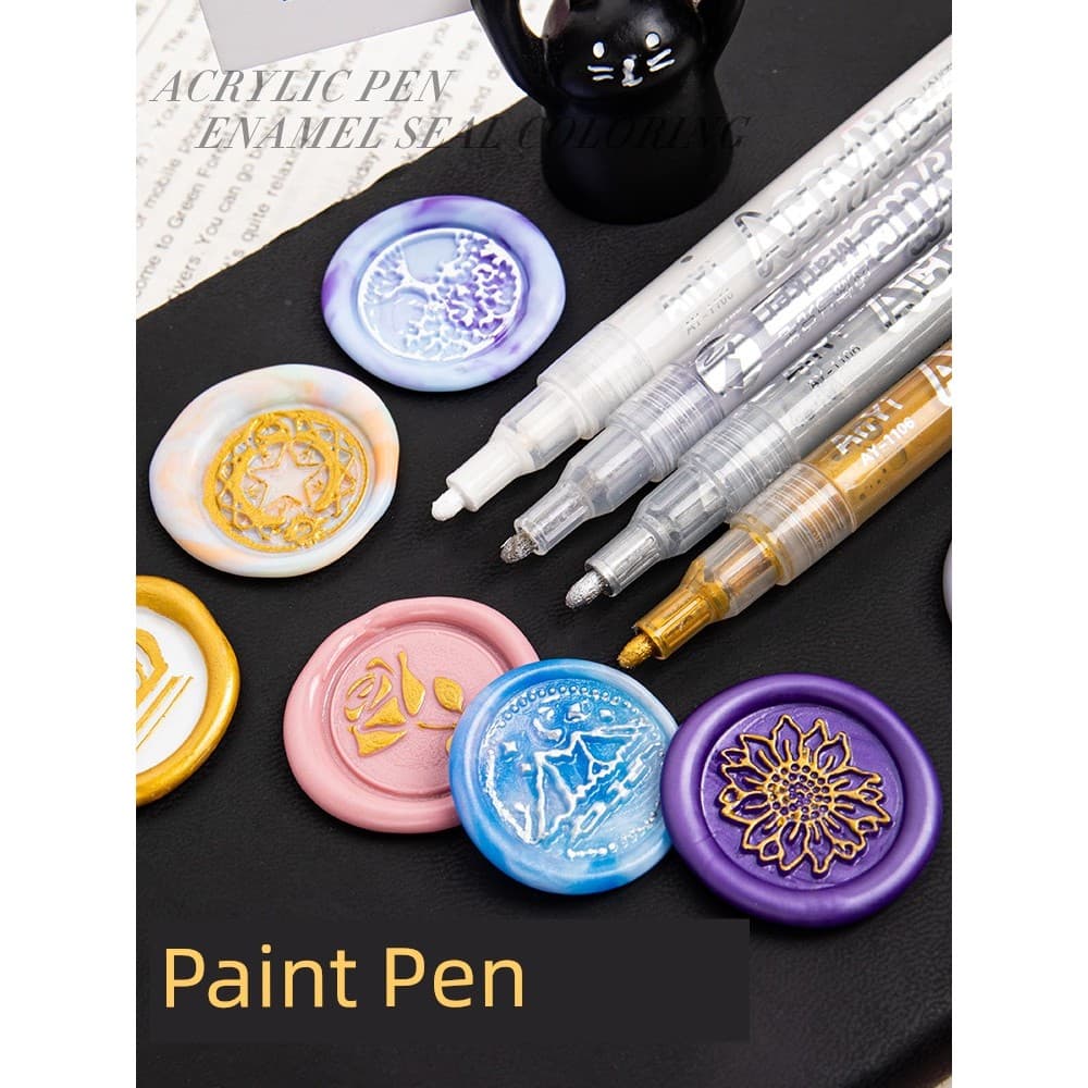 Caneta para colorir selo de laca de fogo Caneta para colorir laca dourada Prata Branco Azul Vermelho 24 cores Caneta par
