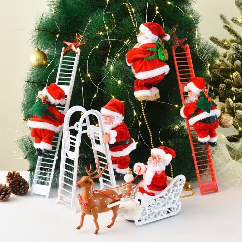 Decorações De Natal Elétrica Papai Noel Escada De Escalada Brinquedos Infantis Presentes HCZ9