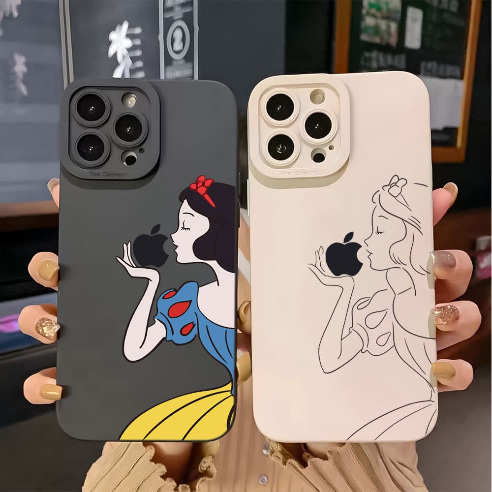 Branca De Neve Come Maçã Capa Para IPhone 11 12 13 14 15 16 17 7 8 X Xs XR Ar Plus Pro Max Capinha