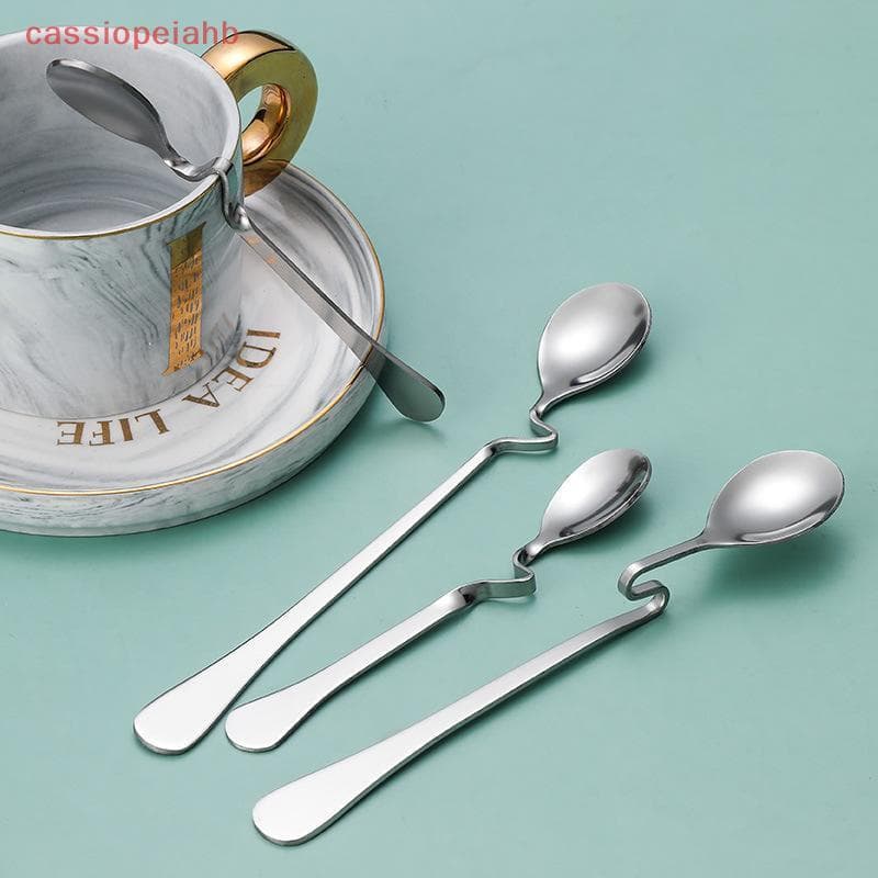 (cassiopeiahb) Colher Em Forma De S Pendurável De Aço Inoxidável Cabo Curvo Ergonômico Fácil De Limpar Para Sorvete Sobr