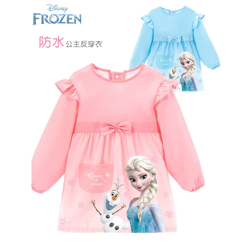 Disney macacão infantil bebê comendo babadores à prova dwaterproof água princesa Elsa meninas pintura de manga comprida