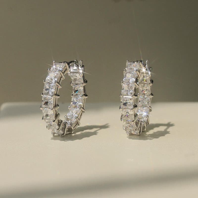 S925 Banhado A Prata Esterlina Zircão Brincos Moda Simples Jóias Senhoras Presentes De Casamento