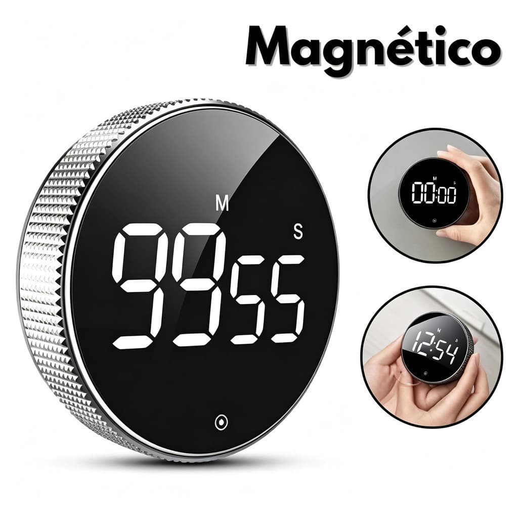 Programável Timer Temporizador Digital De Cozinha Magnético Alarme Relógio Academia Cronometro
