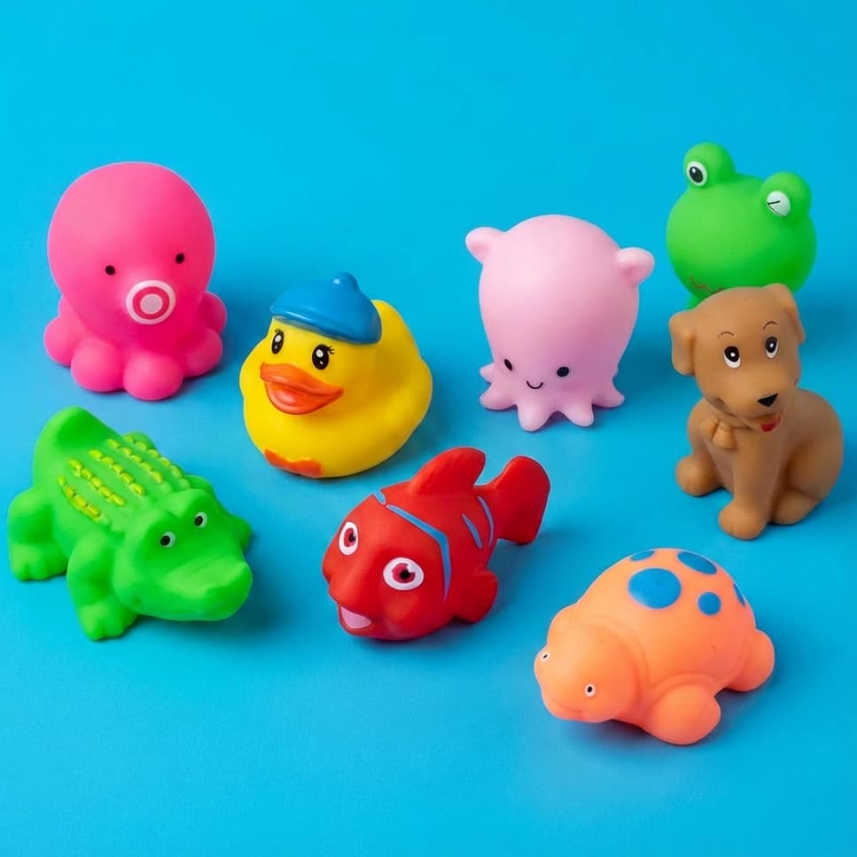 Brinquedo para Banho Infantil Kit com 6 ou 8 Bichinhos Flutuantes – Diversão na Água para Bebês e Crianças