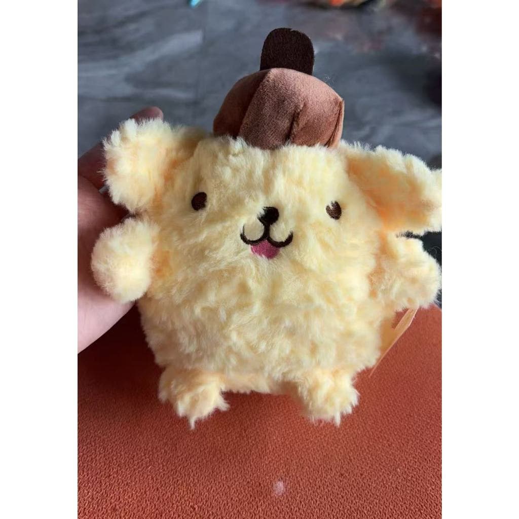 Almofada de pelúcia de cachorro amarelo Sanrio de 22cm, fofa e confortável, almofada de sofá de cachorro amarelo, presen
