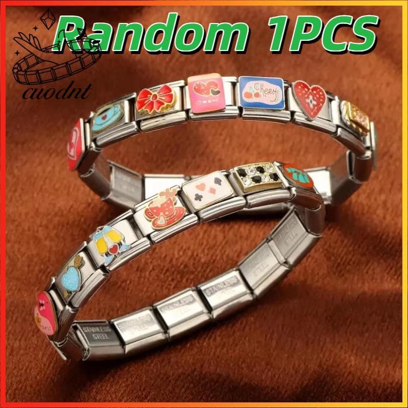 Venda Quente Aleatório 1 Pçs Pulseira De Charme Italiano Caber 9mm Aço Inoxidável Jóias Fazendo Acessórios DIY Retro Per