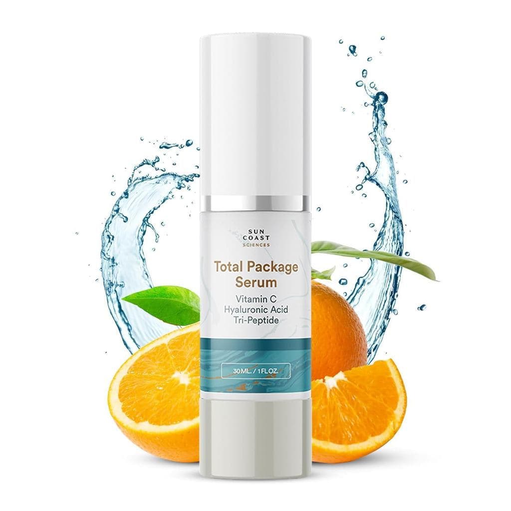 SunCoastSciencesTotalPackageSerum-Soro de Vitamina C com Ácido Hialurônico e Peptídeos para o Rosto - Soro Facial Hidrat