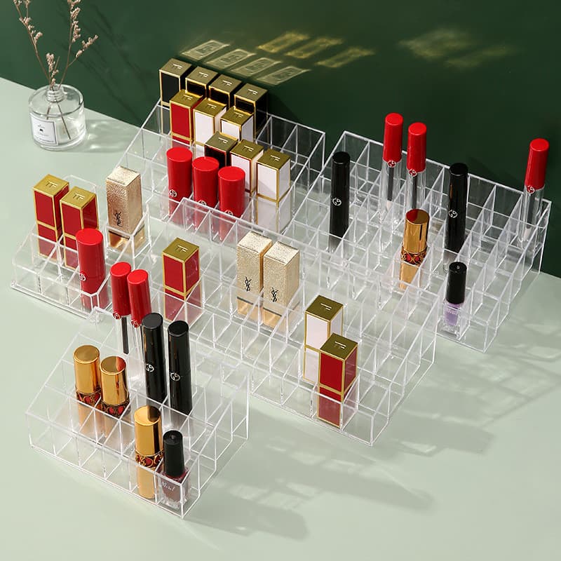 Caixa de armazenamento de batom caixa de armazenamento de cosméticos suporte de batom prateleira de esmalte labial acríl