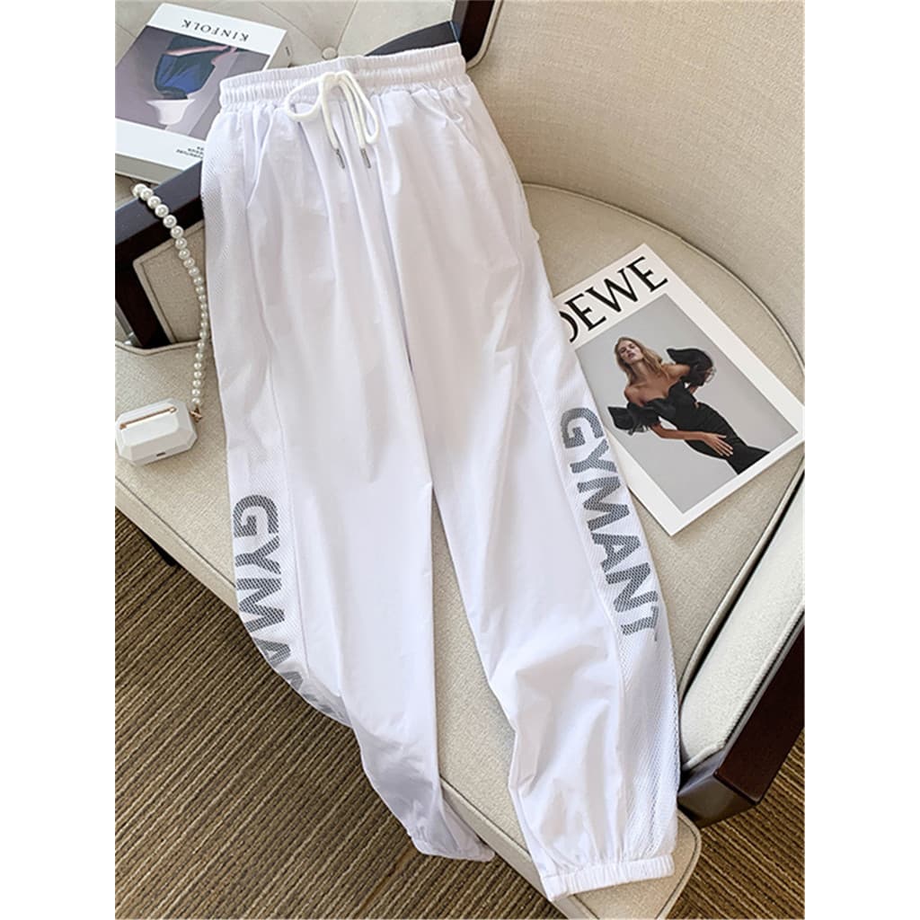 Shenzhen óleo do sul roupas femininas Drape gelo seda de secagem rápida calças esportivas femininas outono solto pequeno