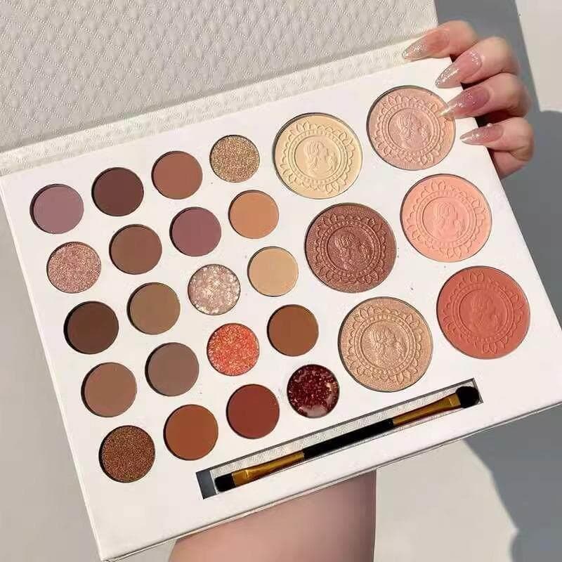 Genuíno novo estilo 26 cores paleta de sombra alto brilho Blush perolado fosco Glitter lantejoulas sombra com pincel