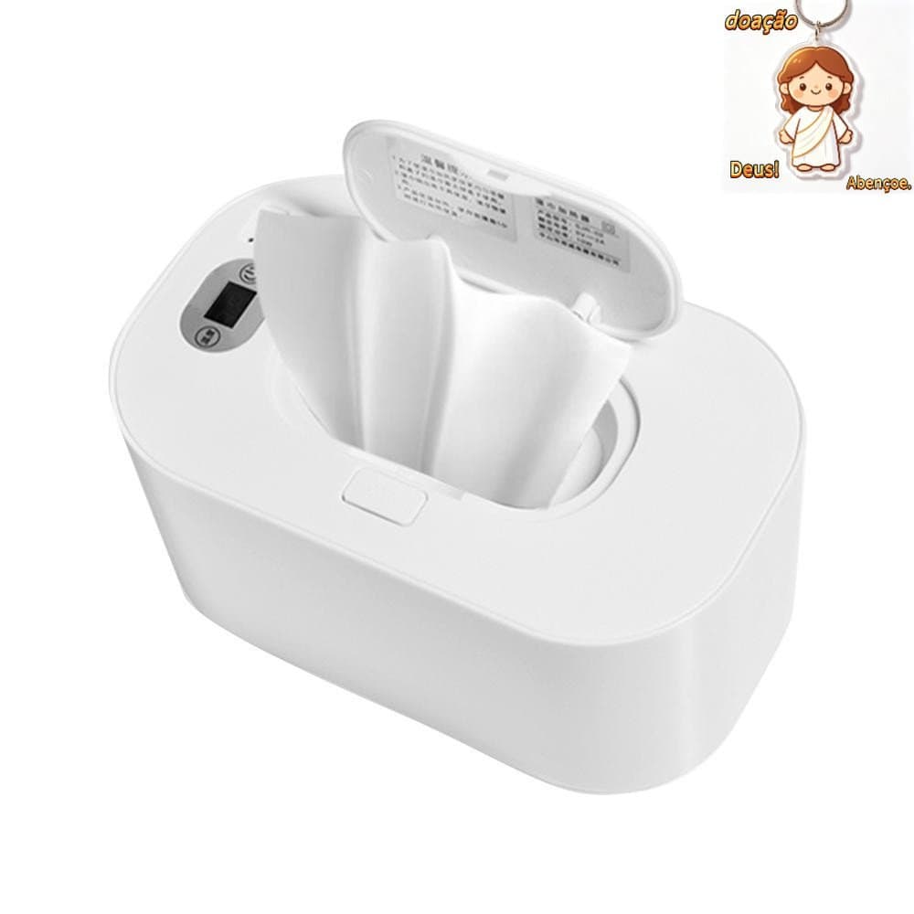 Aquecedor de Lenços Umedecidos para Bebês com Tela Eletrônica, Dispensador de Grande Capacidade, Alimentado por USB