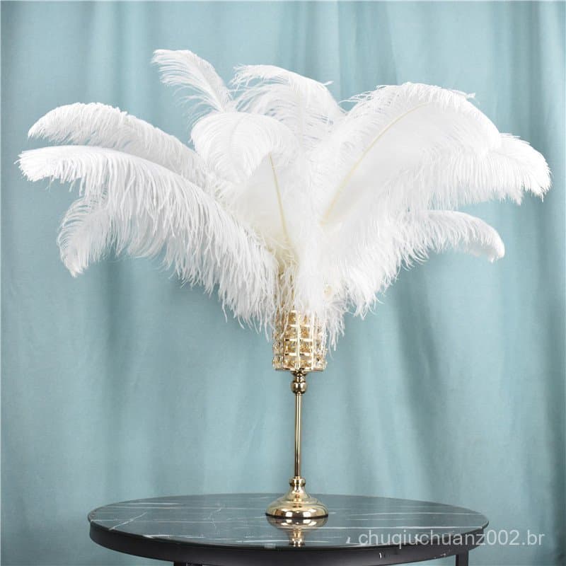 10Pcs Penas De Avestruz Brancas Peças Centralizadas Para Mesa De Casamento Grandes Naturais Acessórios De Carnaval Pluma