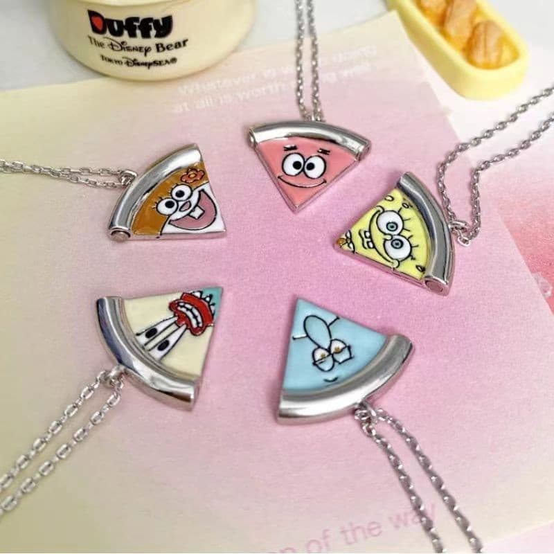 Conjunto de 5 peças de colar com pingente magnético do Bob Esponja, ideal para presentes de casais e melhores amigos PMV