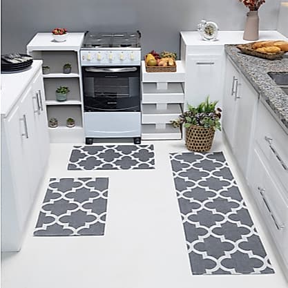 Passadeira de Jacquard Antiderrapante Cozinha Kit com 3 Peças