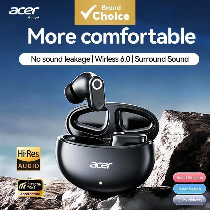 Acer OHR627 Fones De Ouvido Sem Fio Bluetooth TWS Intra-Auriculares Longa Vida Útil Da Bateria Tipo-C Carregamento Para