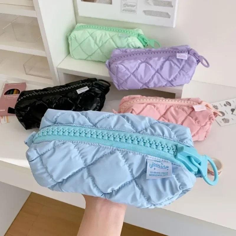 Estojo grande com zíper reforçado, bolsa de armazenamento para material escolar, estojo de grande capacidade.