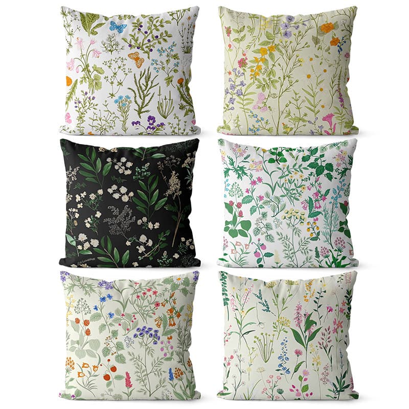 Nordic planta flor algodão linho dupla face travesseiro sofá almofada de cabeceira grande encosto lombar travesseiro peq