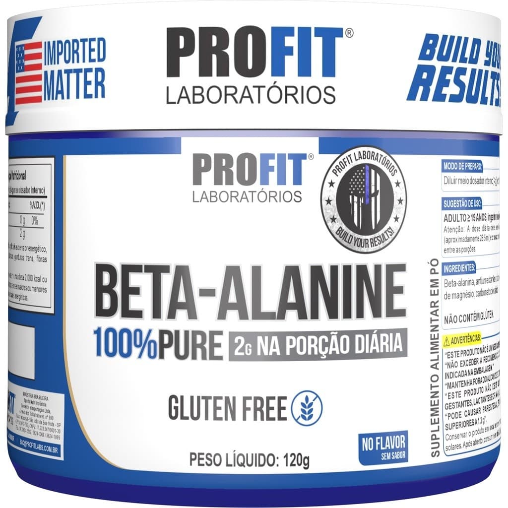 Beta Alanina 100% Pure - Elimina A Fadiga - Pote 120g - Profit