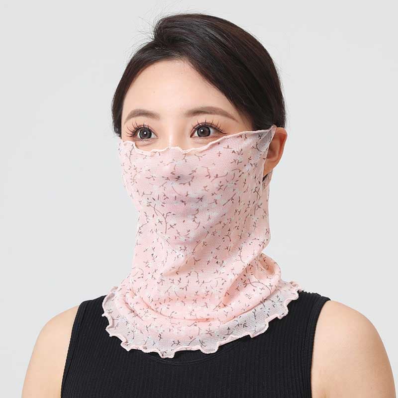 Protetor solar véu verão senhoras estilo fino respirável lenço de seda máscara facial guarda-sol rosto cheio pescoço cap
