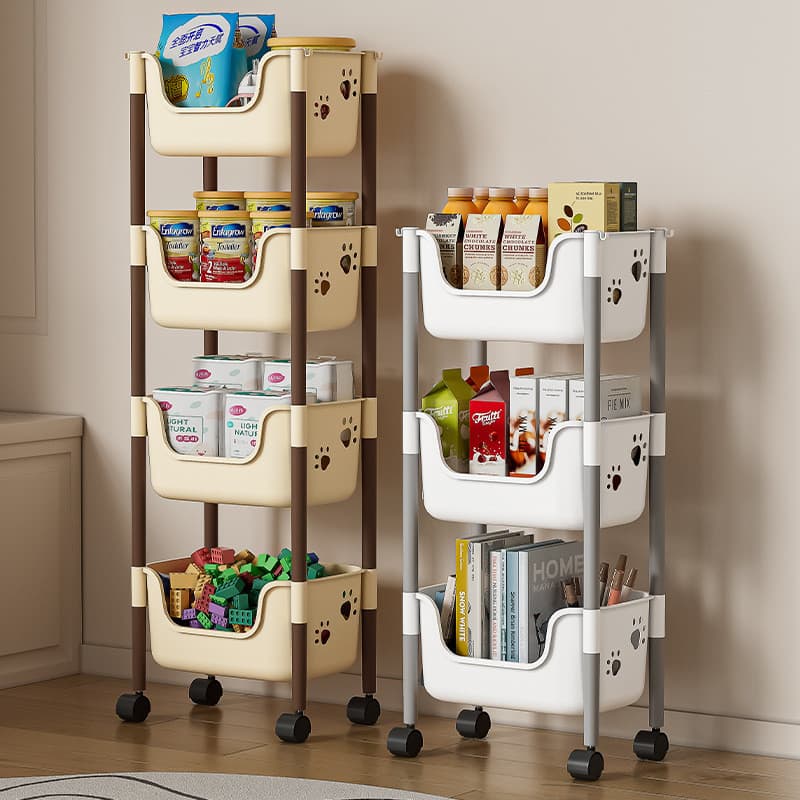 Novo estilo carrinho rack de armazenamento de brinquedos das crianças lanches domésticos armazenamento de livros sala de