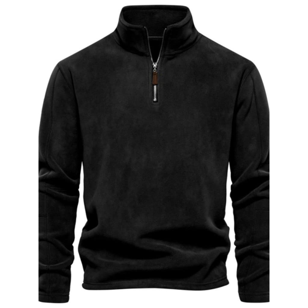 Moletom masculino outono inverno jaqueta meio zíper gola alta jaqueta de lã masculina velo quente com capuz preto interi