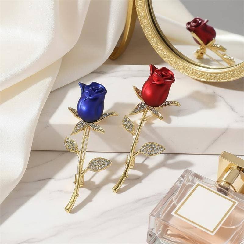 [LANXI] Broche De Rosa De Strass Brilhante Para Mulheres , Presente Elegante De Festa De Casamento