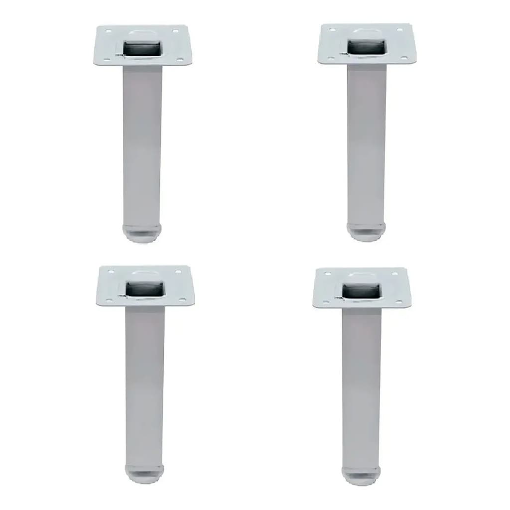 Kit 4 Pés para Móveis Aço Branco Quadrado 15cm Regulável Renna