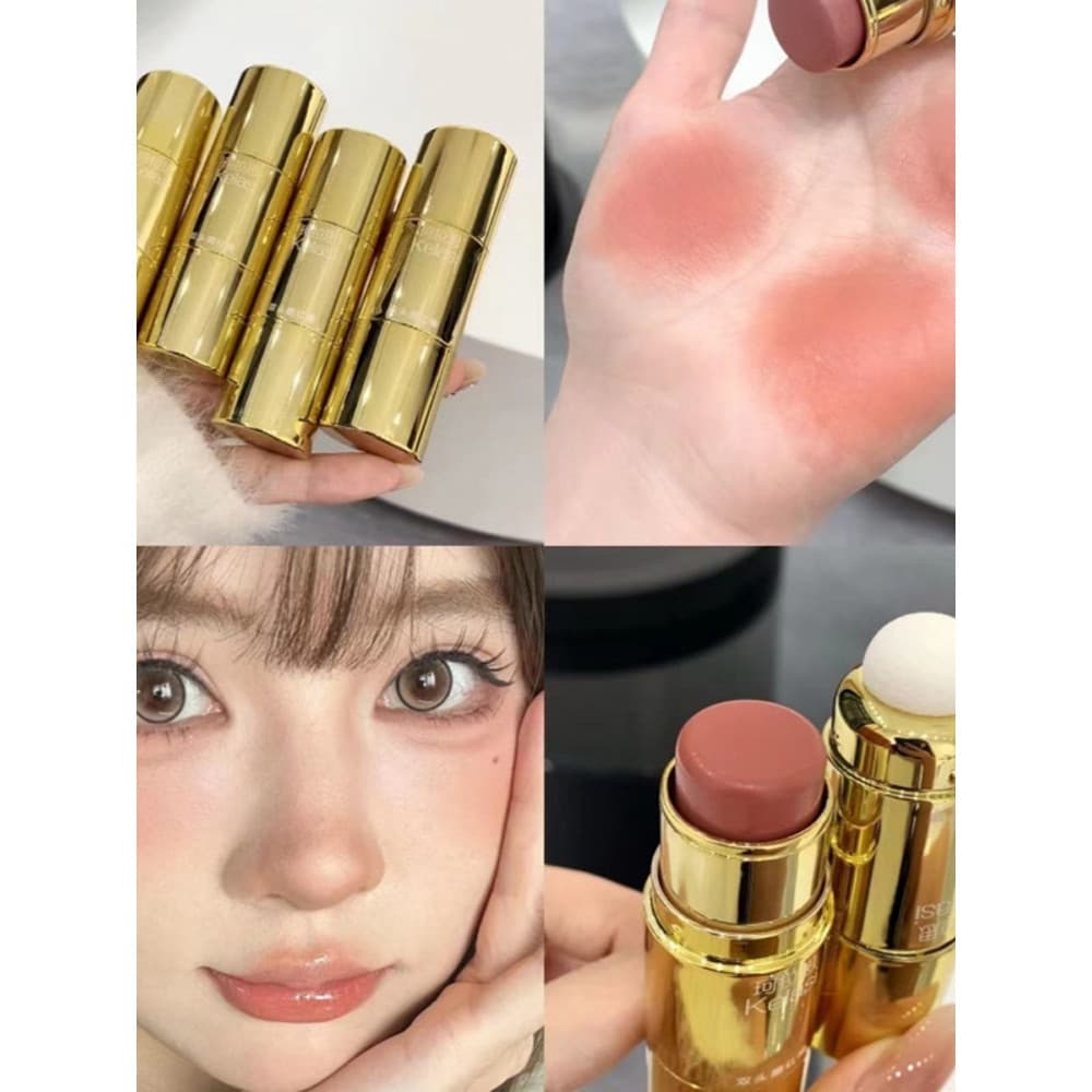 Dupla cabeça blush vara Rouge creme sol vermelho vara preguiçoso batom sombra blush lama monocromático Natural fosco