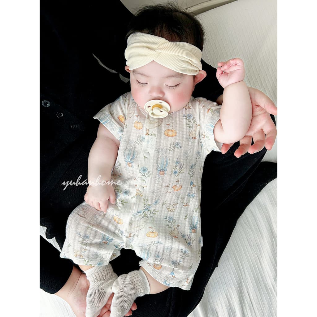 Roupas de bebê verão luz desossada Shorts de manga curta puro algodão casa macacão bebê pijamas de uma peça roupas de ve