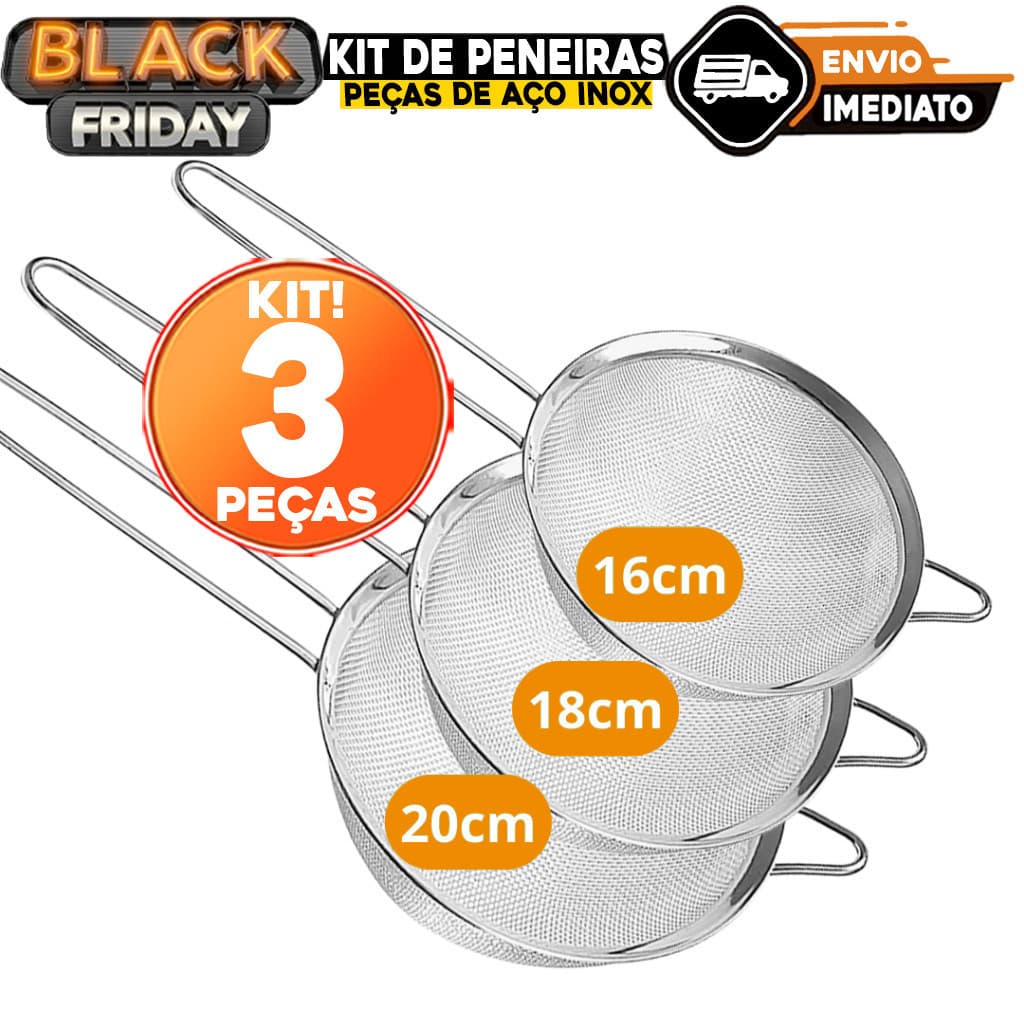 Kit Peneira coador aço inox manual para cozinha restaurante churrascaria sucos diversas ultilidades Peneira industrial a