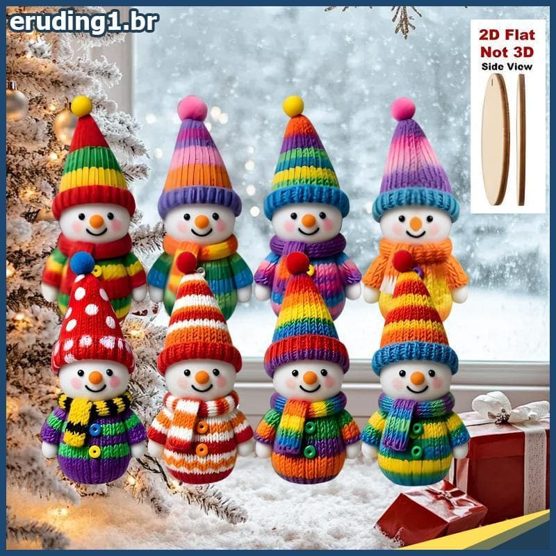 erudi 2D Cor Natal Boneco De Neve Pingentes Madeira Dos Desenhos Animados Árvore De Pendurado Ornamento DIY Casa Festa D