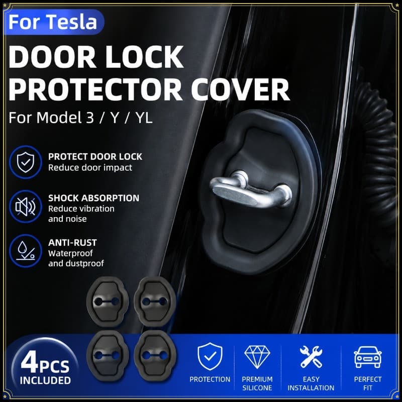 Para Tesla Modelo 3/Y/YL Protetor De Fechadura Da Porta Capa Silicone Almofada Choque Anti Ferrugem Acessórios Interiore