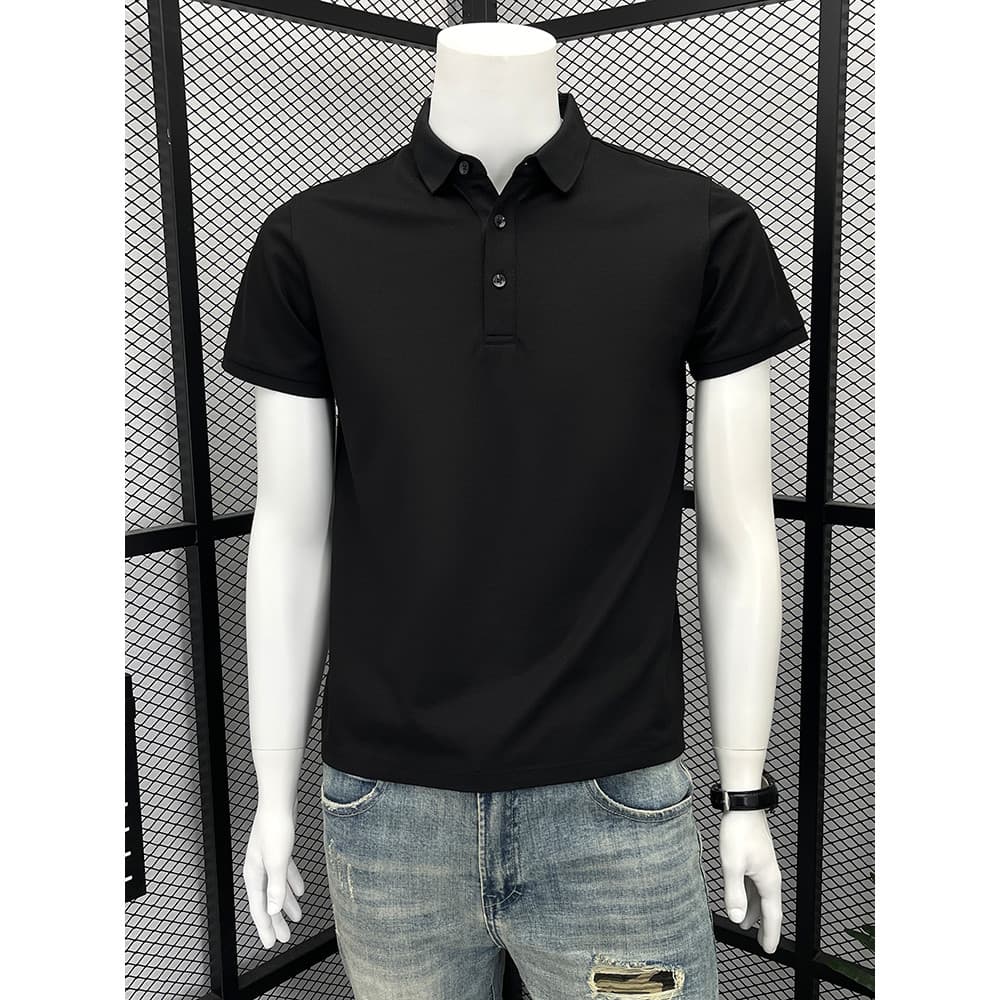 Camisa POLO masculina de cor sólida de alta qualidade, manga curta, verão, novo estilo, negócios, Casual, Paul, Slim Fit