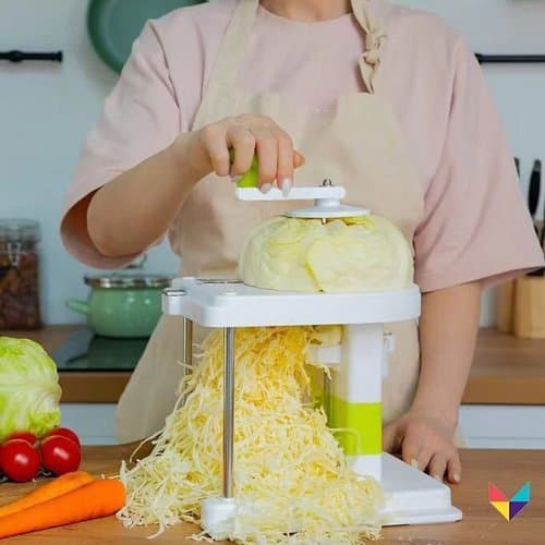 Cortador Vegetais Manual Multifuncional Prático Cozinha Fatiador Ralador Bege