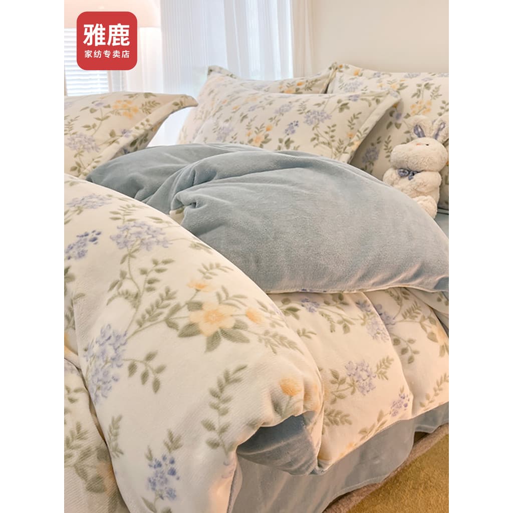 Yalu leite veludo colcha capa única peça 150x200x230 inverno mais veludo engrossado Coral veludo colcha capa única 1.5m