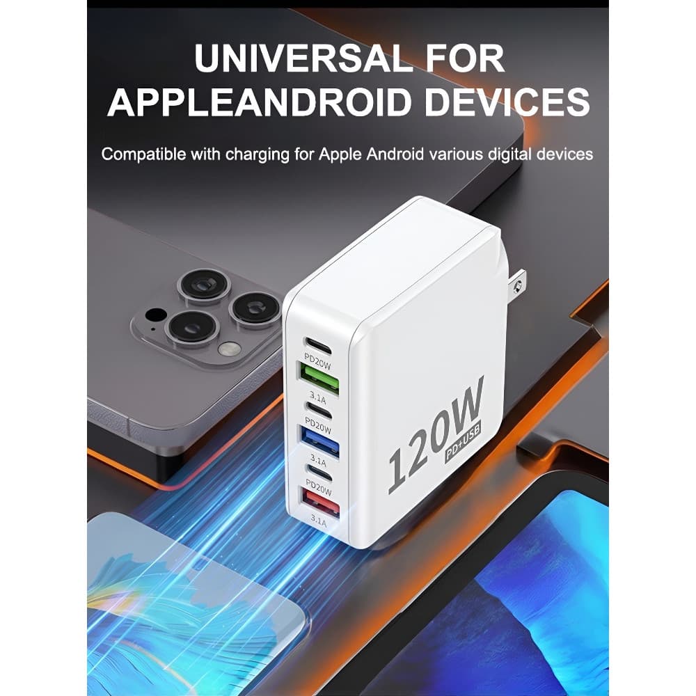 【Velocidade Original】6 Portas USB/Alta Velocidade/Carregador Rápido/Adaptador Universal para Casa e Escritório