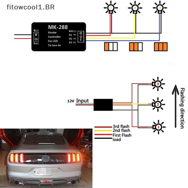 FCBR Chase Flash Module Boxes 3 Etapas Sequenciais Universais Para Geleia De Luz De Sinalização De Mudança De Direção De