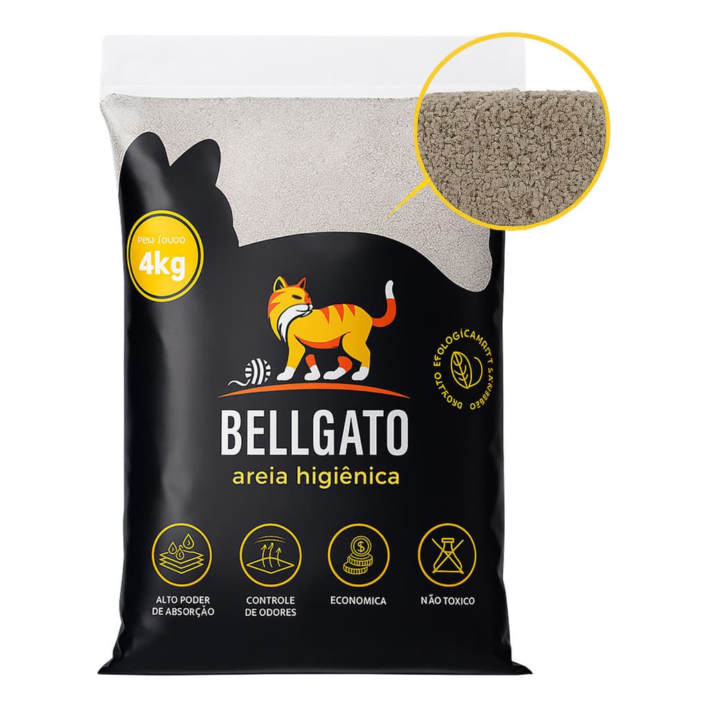 Areia Sanitário Sanitária Higiênica Higiênico 4kg Alta Absorção Controle Odor Grão Fino Bellgato