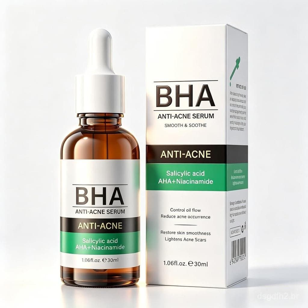 Sérum Facial de Ácido Salicílico BHA+AHA, Sérum Esfoliante Suave para Acne, Antiacne, Reduz Poros e Excesso de Oleosidad