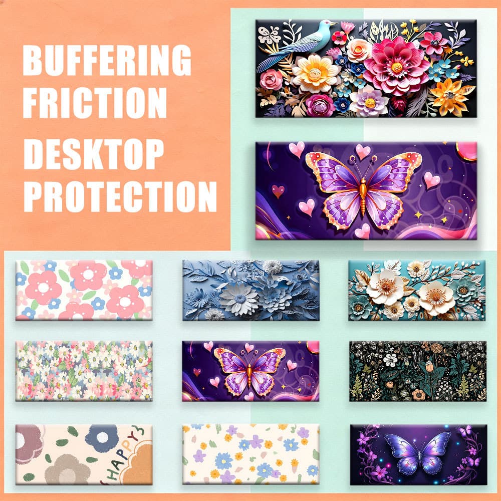 Grande Luminoso Borboleta Flor Impressão Mouse Pad Antiderrapante Suave Diário Tapete De Mesa PC Notebook
