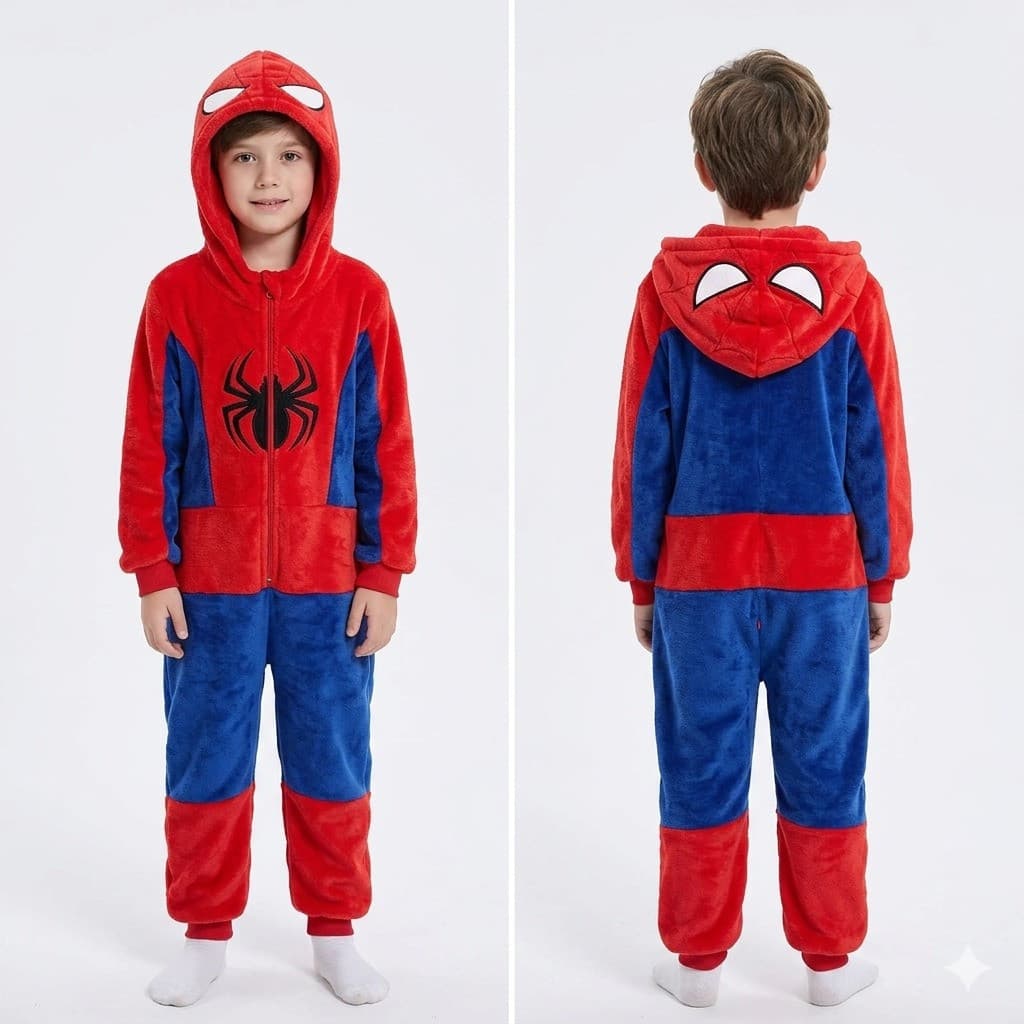 Pijama Kigurumi do Homem-Aranha, Macio e Aconchegante, para Adultos e Crianças, com Fecho de Zíper, Unissex, Confortável